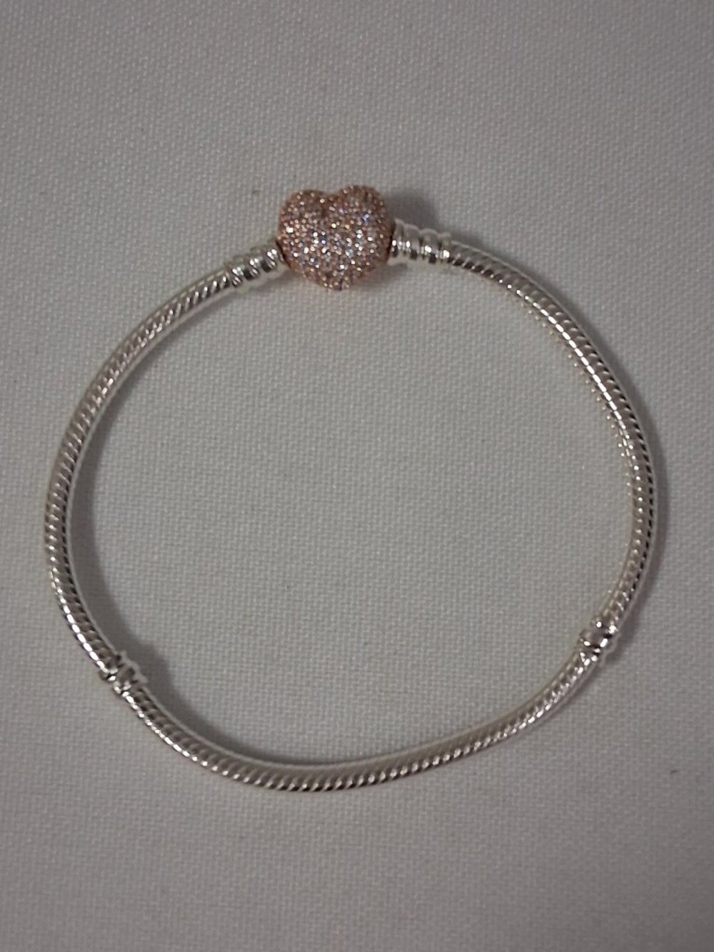 Pandora Sparkling Heart Bangle Bracelet – Style #586292CZ-18